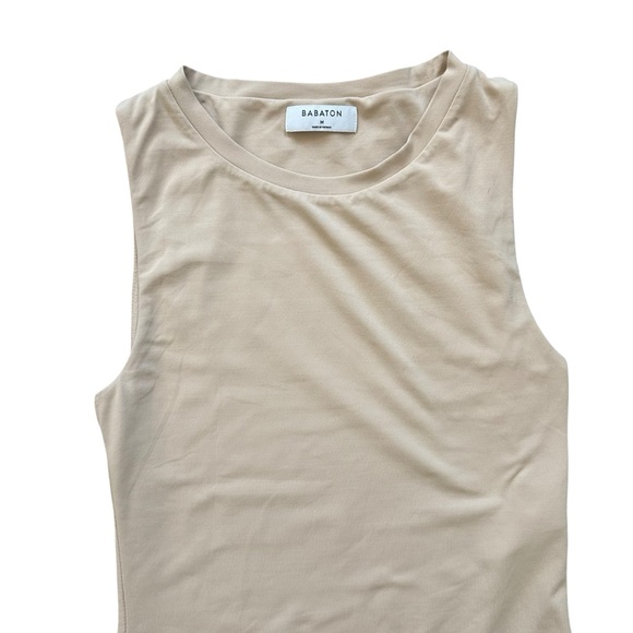 Aritzia Babaton Contour Muscle Tank Thong Sleeveless Bodysuit Beige Tan Medium - Picture 3 of 12